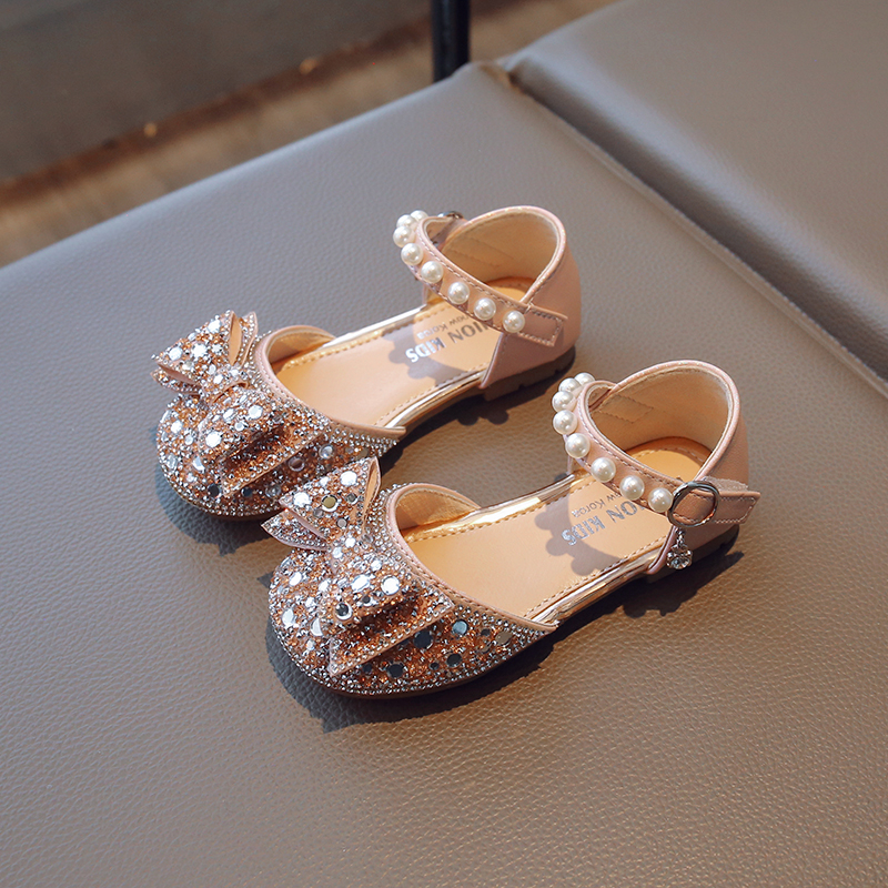 abcnd女童公主鞋皮鞋儿童高跟鞋水晶鞋配礼服演出鞋子芭蕾防滑