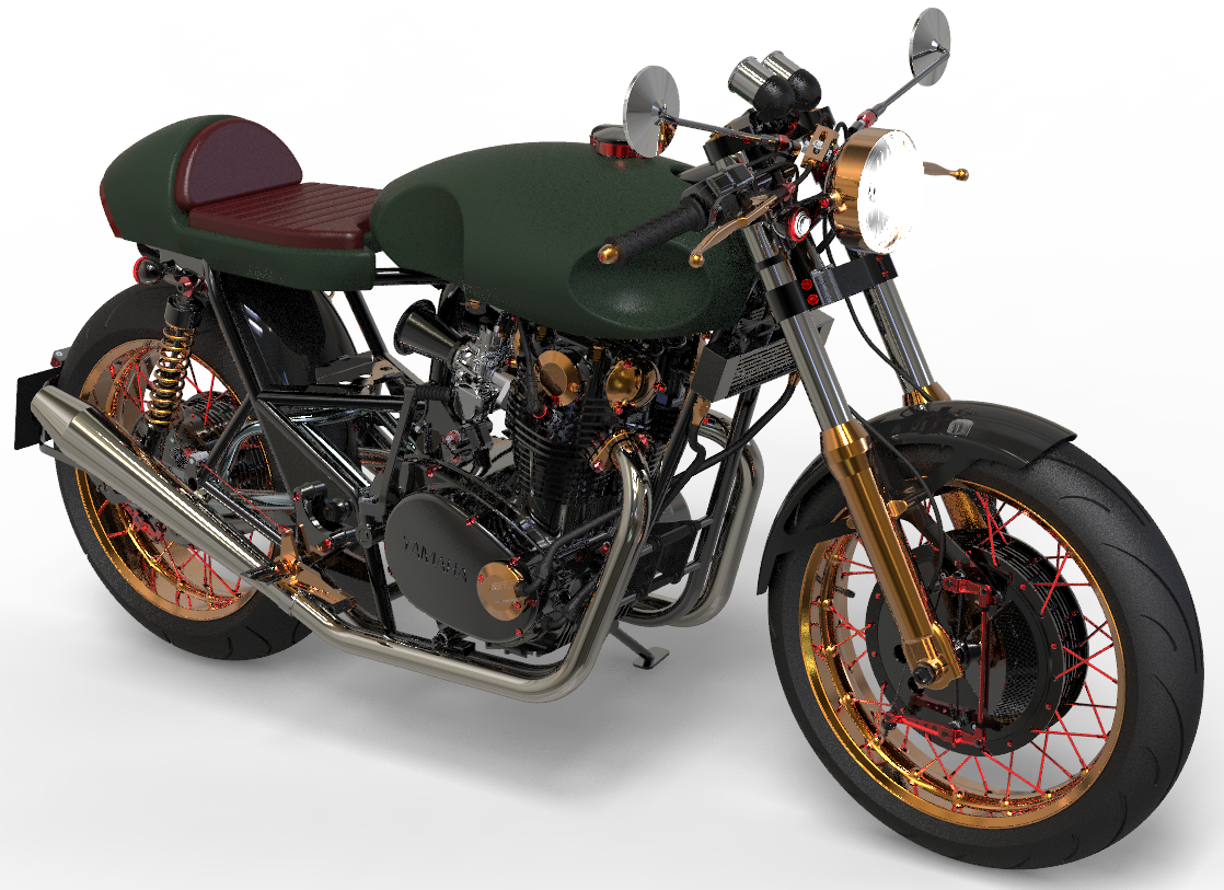 雅马哈XS650摩托车图纸模型3D建模Yamaha复古机车STP