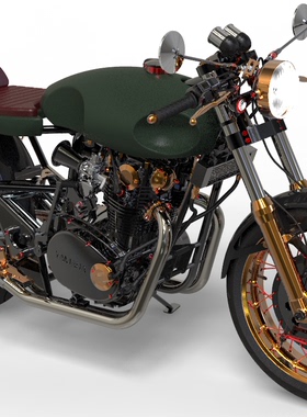 雅马哈XS650摩托车图纸模型3D建模Yamaha复古机车STP