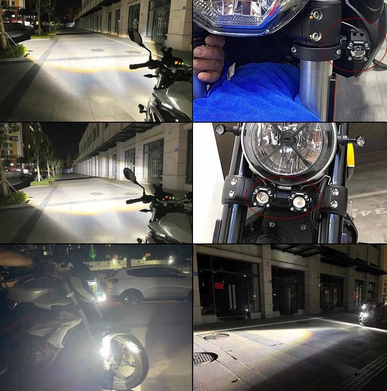 摩托车射灯 强光灯带透镜铺路灯切线远近光一体超亮改装led爆闪灯
