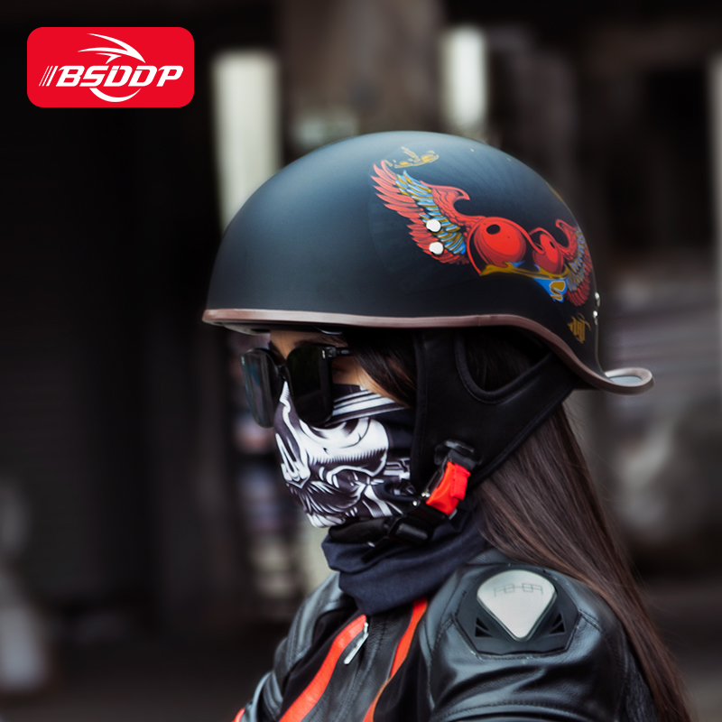 摩托车头盔认证3c个性瓢盔半盔安全帽女脚踏车复古机车头盔男女盔