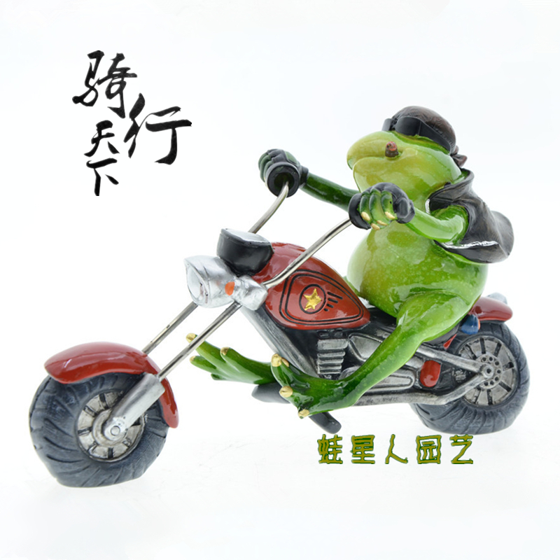 骑摩托车青蛙摆件桌面客厅装饰品创意树脂工艺品个性男生生日礼物