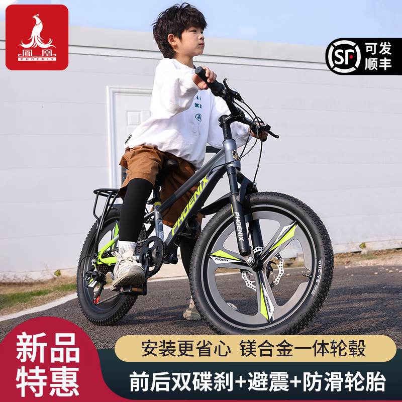 凤凰自行车儿童6-12岁男孩女孩中大童山地碟刹变速小学生22寸单车