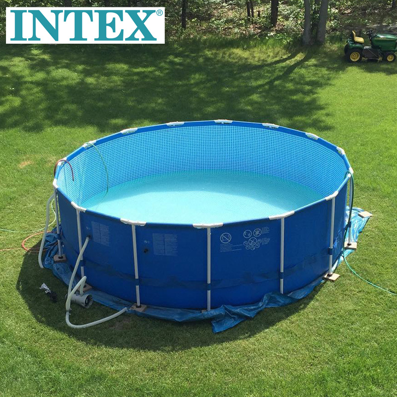 INTEX超大型别墅圆形支架游泳池成人简易洗澡加高加厚儿童戏水池