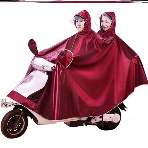 孩子母子帽檐电瓶Y车带超大两个雨衣男人女士摩托车防晒雨罩防两