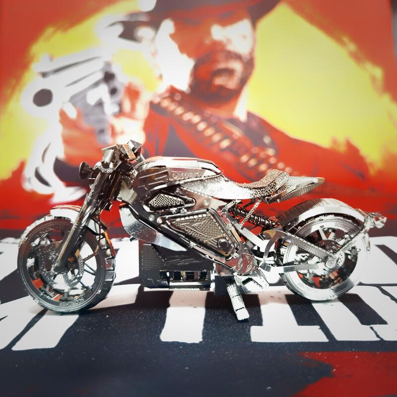 爱拼 全金属铁艺不锈钢DIY3D立体拼图拼装模型 摩托车 复仇者电摩