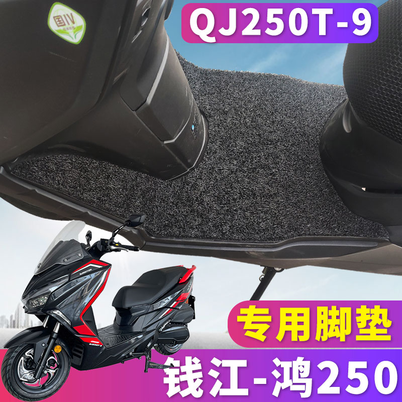 适用于钱江摩托车新款鸿250平踏摩托车专用丝圈脚垫踩垫QJ250T-9