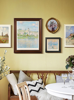 众小北欧客厅装饰画莫奈油画文艺复古挂画高档美式沙发背景墙壁画