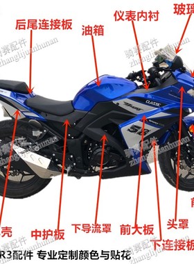 公路赛创新三阳r3摩托车机车全套外壳配件国产跑车CXY前大板车壳