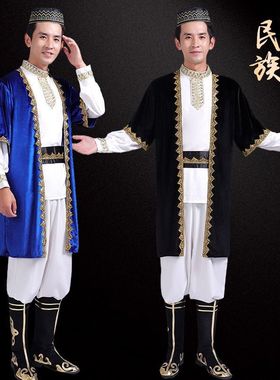 新疆舞蹈服成人男士维吾尔族新疆马甲套装广场舞少数民族表演服男