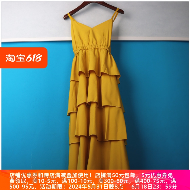 丽新折扣女装 Q乔 系列2021夏装创新韩版 吊带蛋糕裙仙美连衣裙