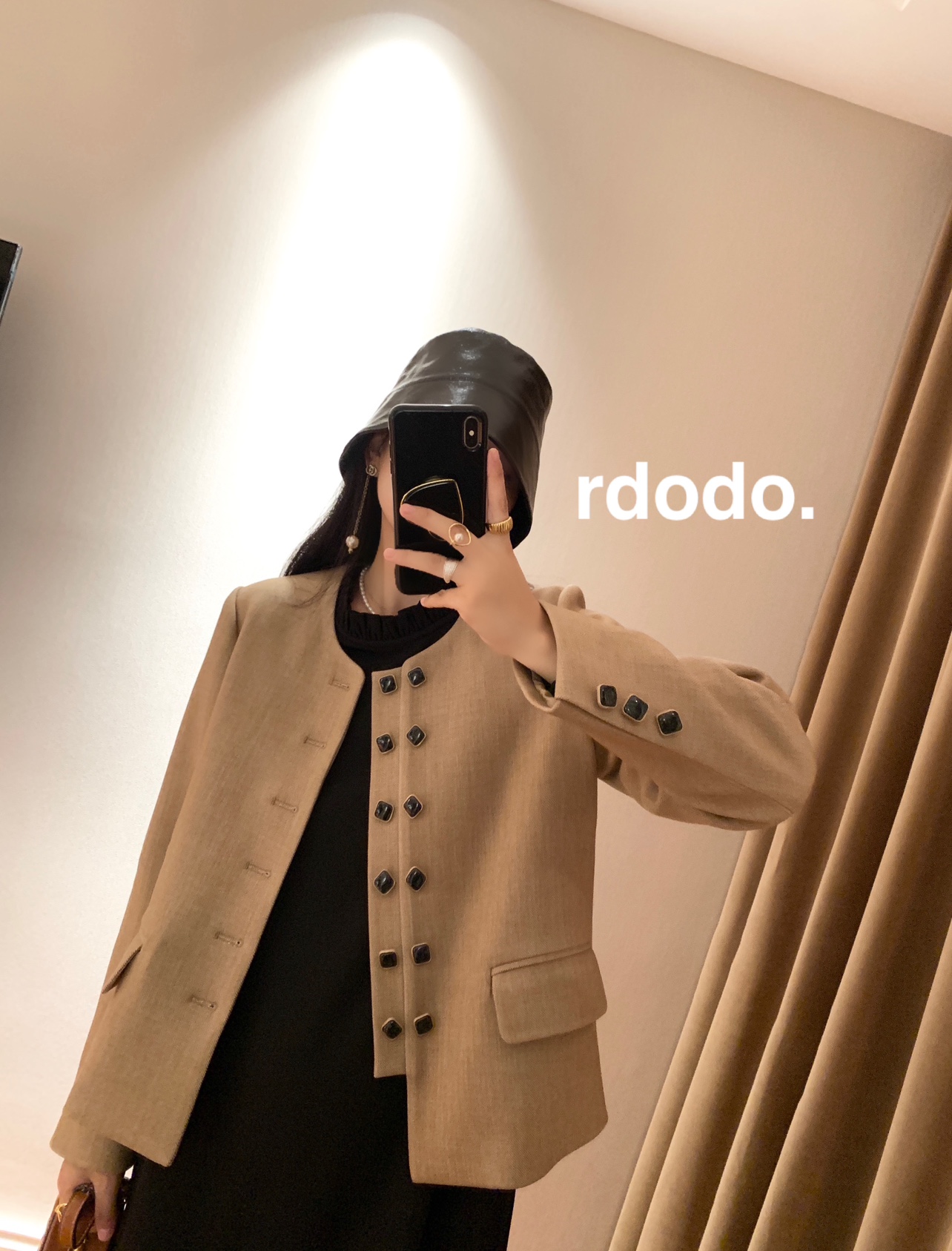 Rdodo自线时髦剪裁高端玩家精致排扣正肩短款外套长裤休闲裤套装