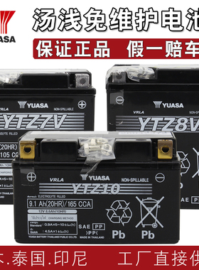 YUASA汤浅摩托车电池12V电瓶免维护原装进口通用宝马哈雷川崎本田
