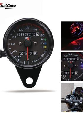 跨境热卖 摩托车车速里程表 通用改装速度仪表12VLED指示灯码表