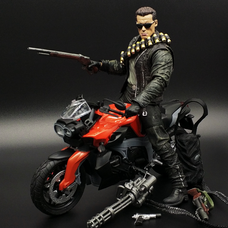 终结者手办T800 未来战士6阿诺可动人偶 摩托车玩具模型摆件