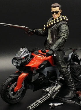 终结者手办T800 未来战士6阿诺可动人偶 摩托车玩具模型摆件