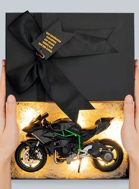 川崎h2r摩托车模型礼盒装机车模型送男朋友七夕情人节生日礼物
