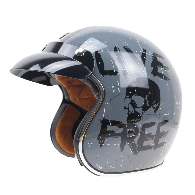 带内置太阳镜头盔镜片关摩托车半盔DOT ECE认证头盔太子头盔