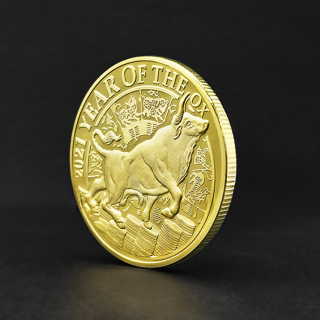 牛年OX金银硬币工艺品 2021新年礼品福字币幸运币属牛生肖纪念章