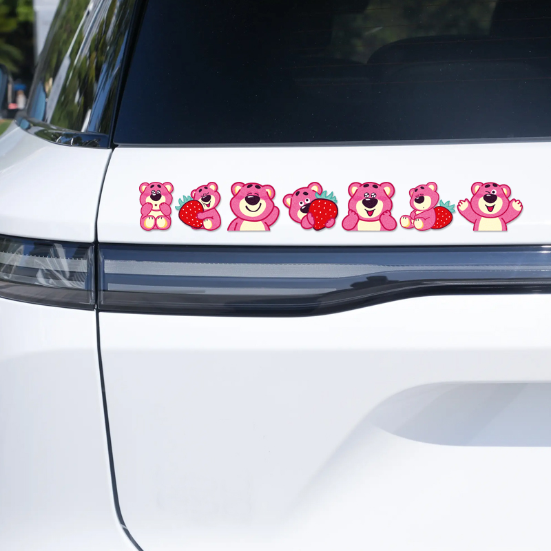 反光贴汽车贴纸可爱草莓熊装饰贴画卡通车身贴玻璃贴遮挡划痕摩托