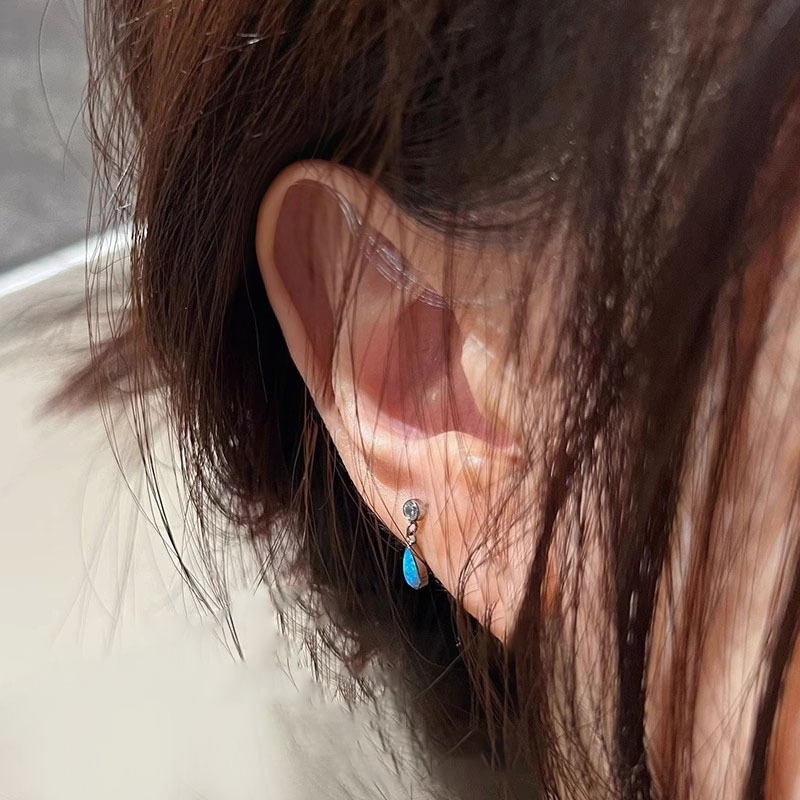 高级感独特小众蓝色水滴耳环925银针设计感个性精致气质新款耳饰