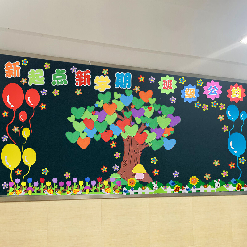 新学期小学生开学黑板报装饰墙贴教室布置班级文化墙建设贴画材料