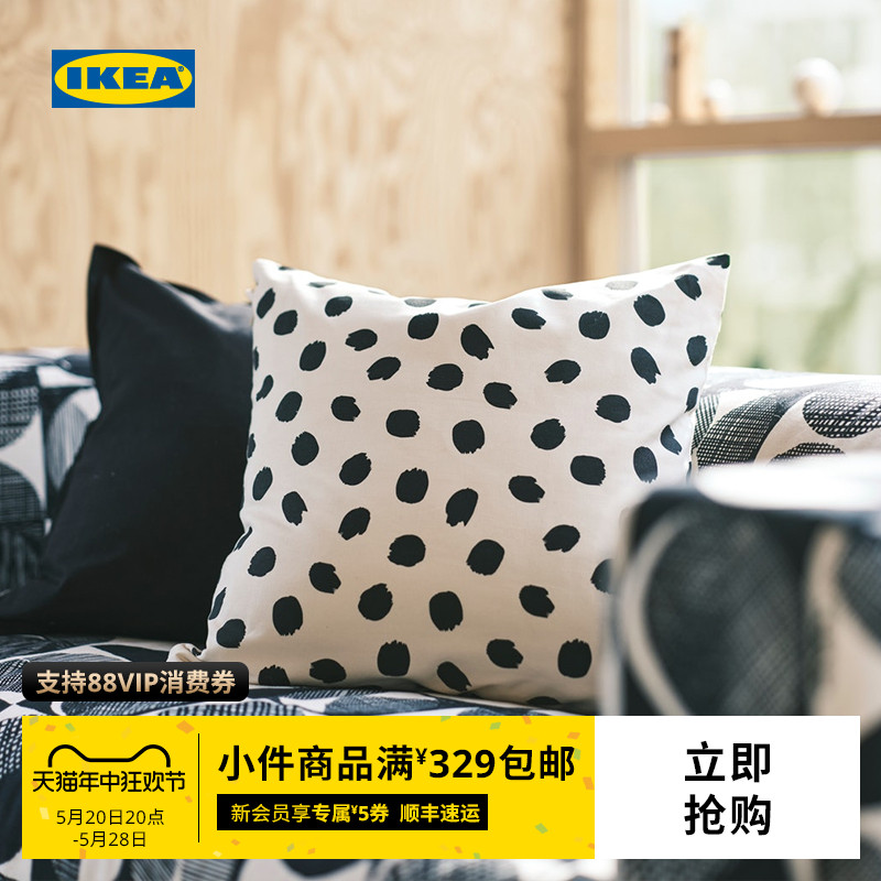 IKEA宜家ODDNY奥德尼全棉沙发靠垫套图案垫套图案黑色现代简约