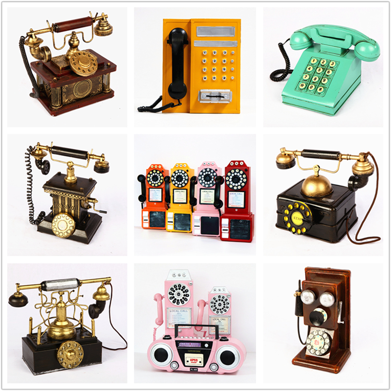 欧式复古怀旧老式铁艺听筒电话机加油机模型摄影道具装饰创意摆件