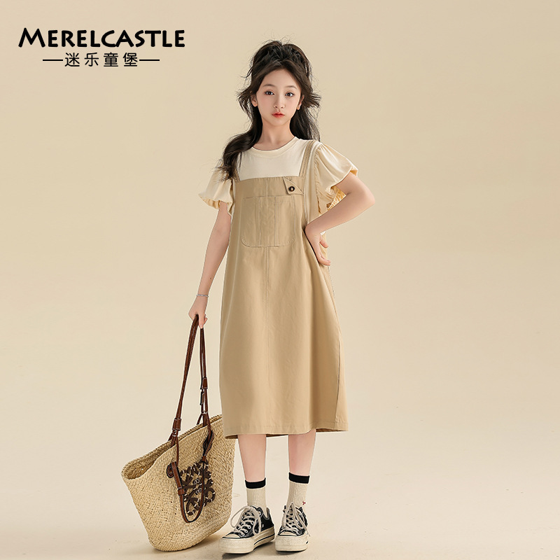 女童夏季连衣裙2024新款韩版洋气儿童大童女装夏装背带裙公主裙子