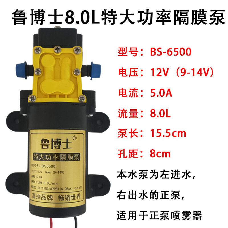 12V农用电动喷雾器水泵隔膜泵智能高压自吸泵大功率打药机马达