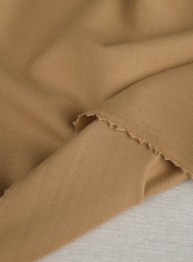 意大利进口薄款浅驼色细腻法兰绒花呢精纺纯羊毛面料设计师布料