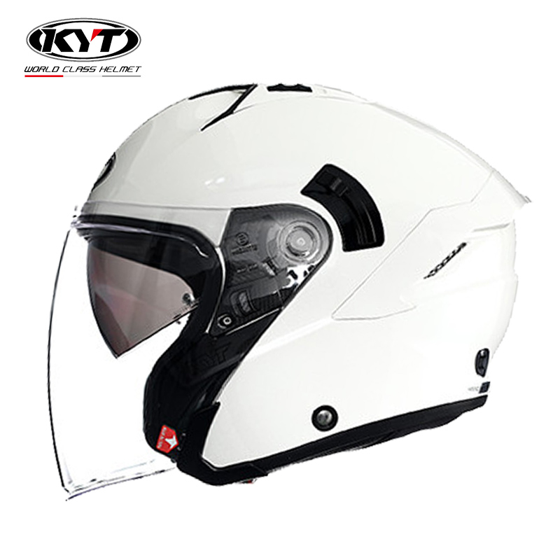 高档KYT摩托车头盔男女双镜片半覆式防晒安全帽四季赛车机车半盔