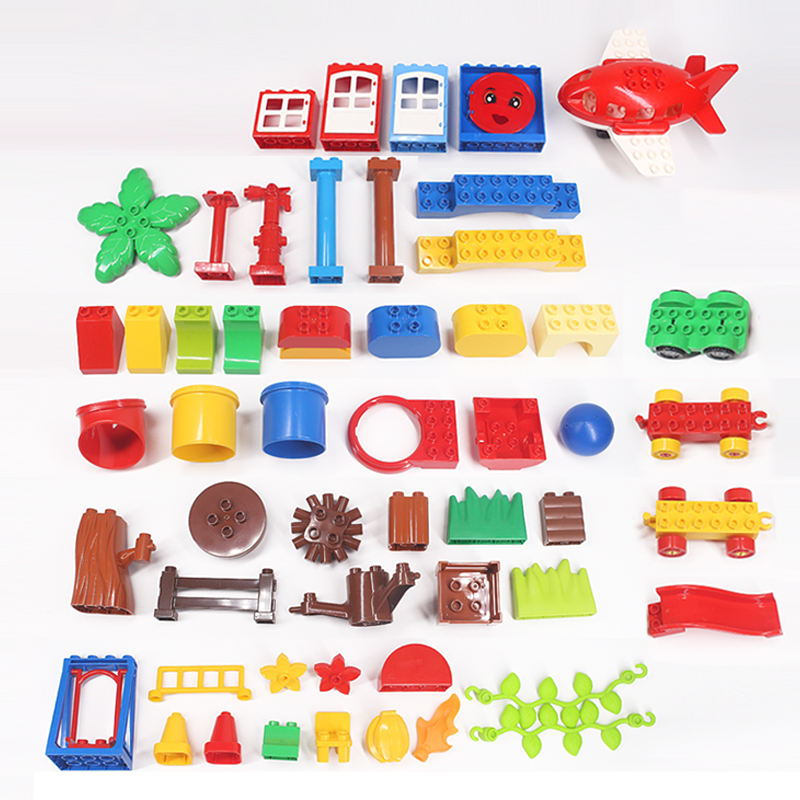 儿童益智大颗粒积木玩具兼容乐高散件零件小车绿叶窗户围栏摩天轮