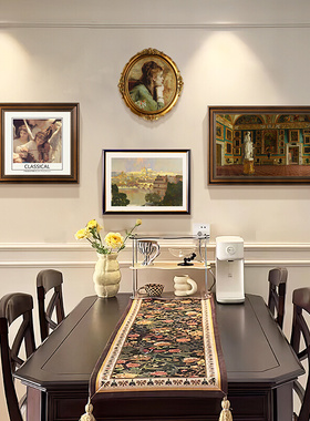 美式餐厅装饰画复古饭厅壁画小众文艺高级感餐桌背景墙组合肌理画