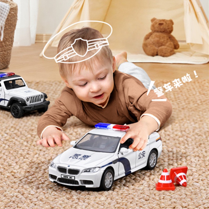 儿童警车玩具男孩乐高合金小汽车模型救护车警察公安110玩具车2岁