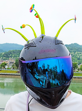 头盔吸盘摇摆太阳花装饰电动车摩托车安全帽通用搞笑抖音玻璃萝卜