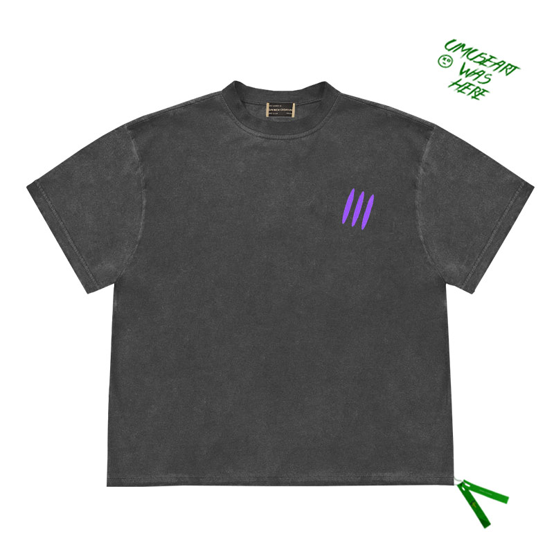 紫色印花小logo创意设计感cropped top英文字体图案宽松短袖T恤