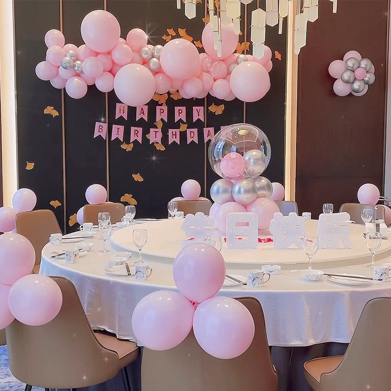 儿童宝宝周岁百天生日派对场景布置气球酒店餐厅包厢间装饰背景墙