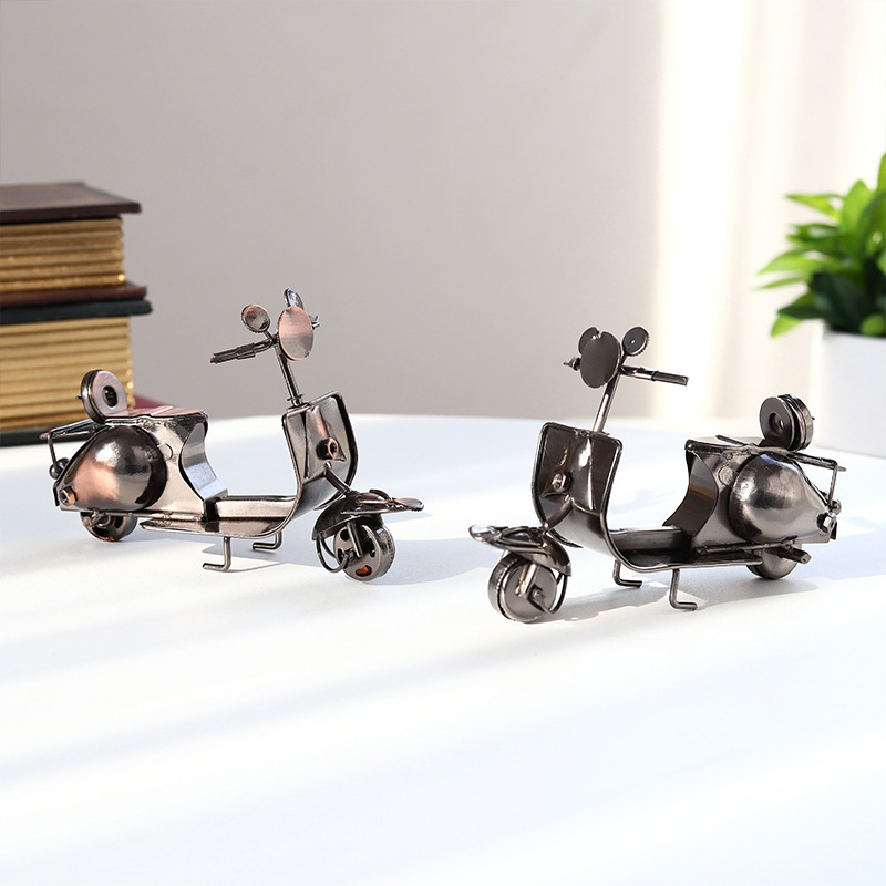 复古创意铁艺踏板摩托车模型摆件 家居装饰金属工艺礼品礼物摆件