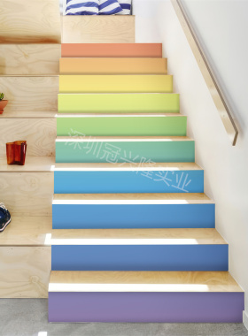 纯色彩虹色彩图艺术美化装饰楼梯台阶贴纸瓷砖地板壁纸立体墙贴