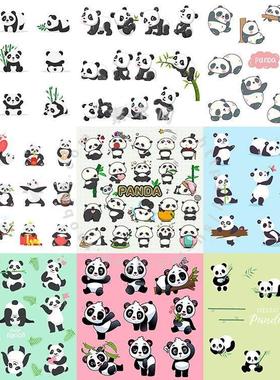 卡通熊猫 可爱动物形象大熊猫吃竹子插画 AI格式矢量设计素材