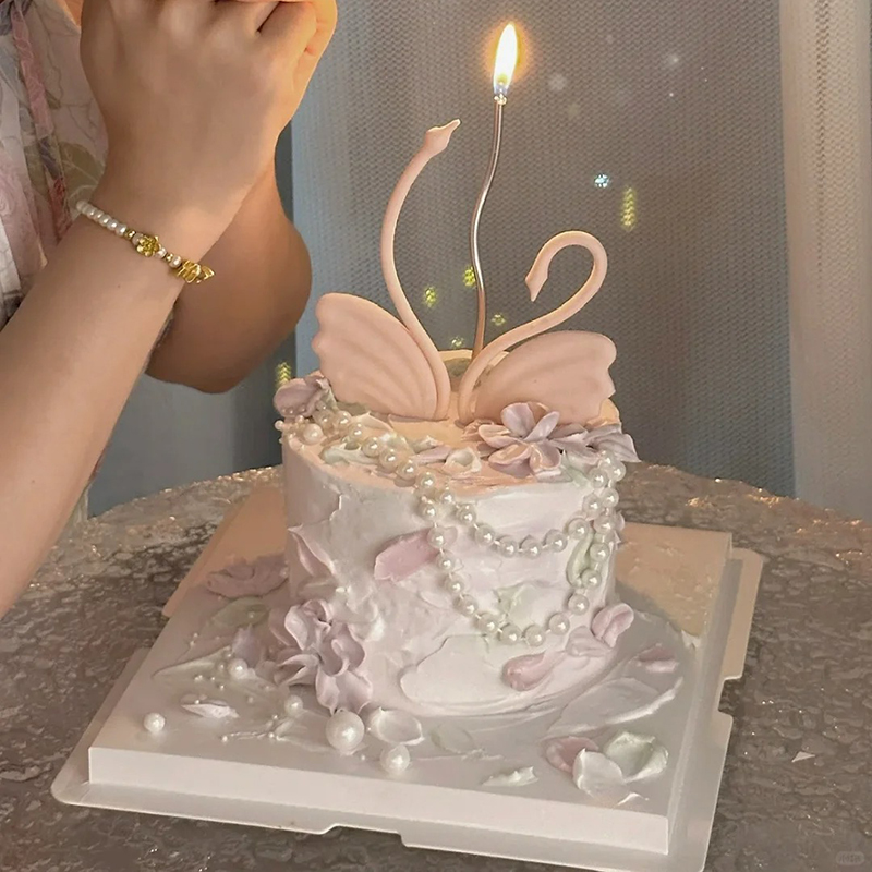 520情人节唯美蛋糕装饰黑白天鹅女神生日小天鹅爱情鸟甜品台插件