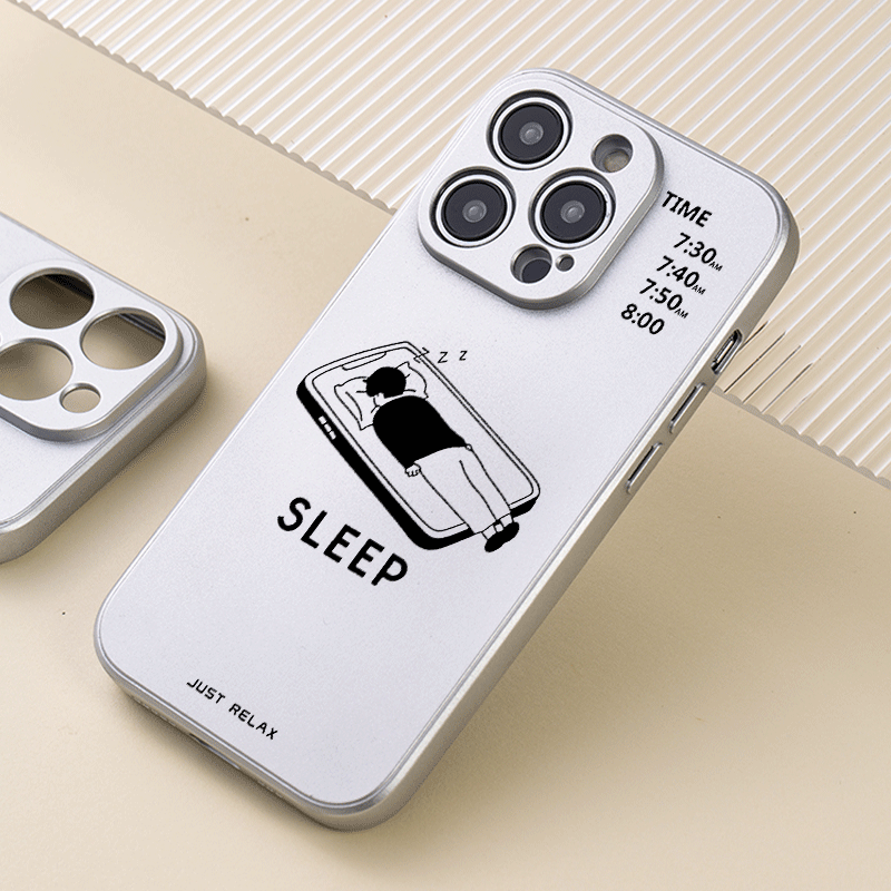 个性睡眠时间苹果14promax保护套创意iphone13全包12防摔11pro手机壳适用华为mate50pro个性p40新款nova7系列