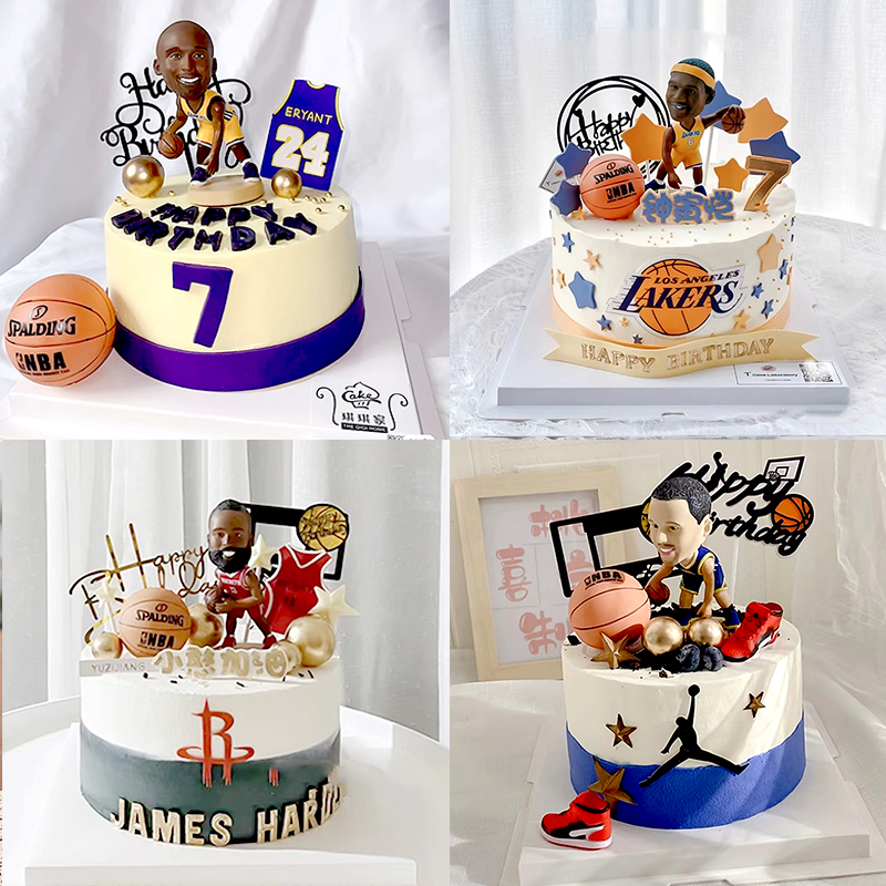 男孩生日蛋糕装饰NBA篮球球星摆件国际巨星科比詹姆斯球衣球板插