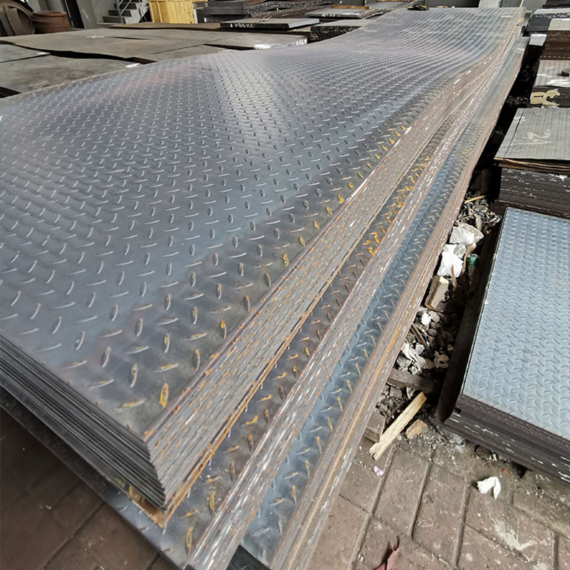 钢板花纹板镀锌235B压花纹楼梯踏步防滑钢铁板材切割钢板加工批发