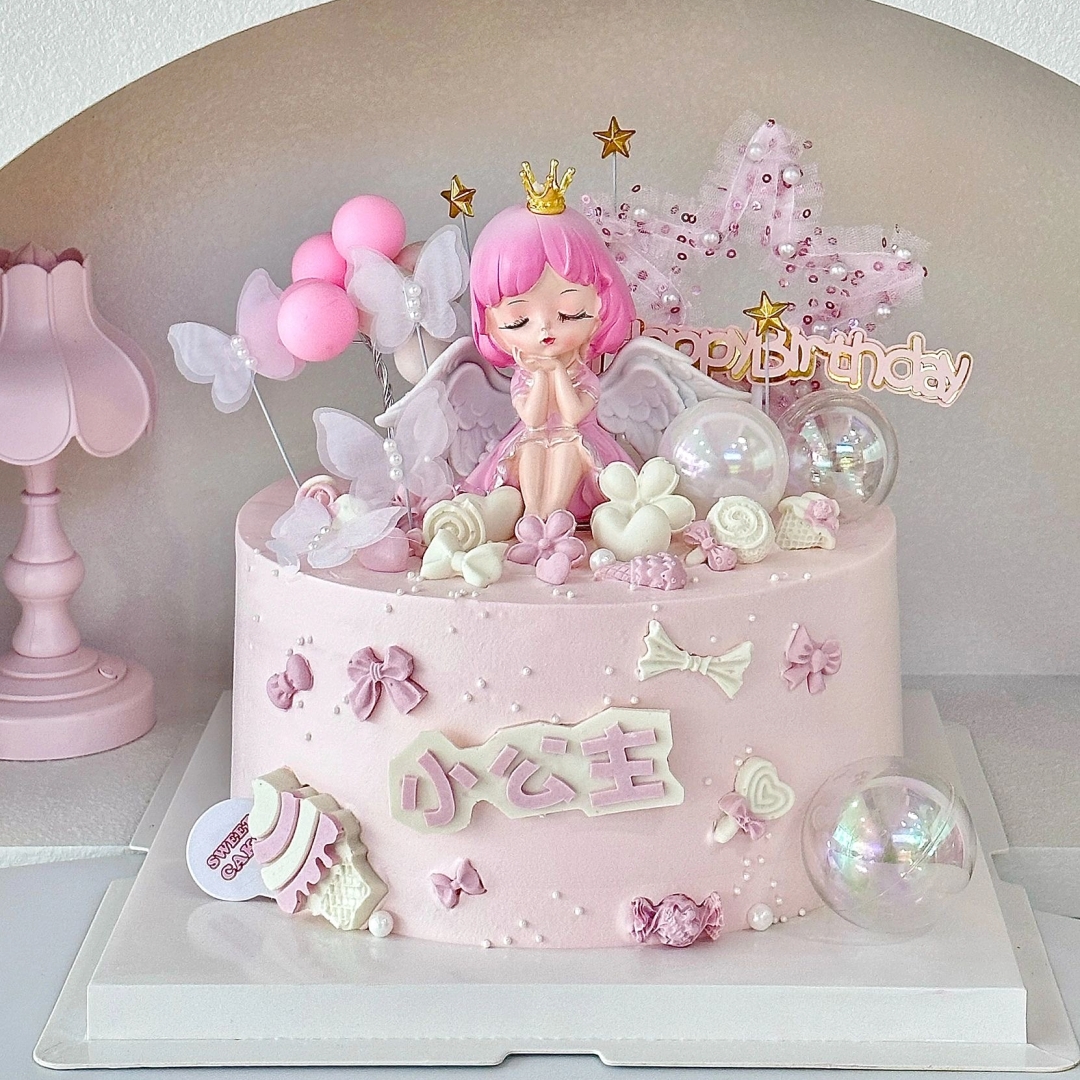 蜜雪儿公主蛋糕装饰摆件网红小仙女宝贝可爱女孩天使生日装扮插件