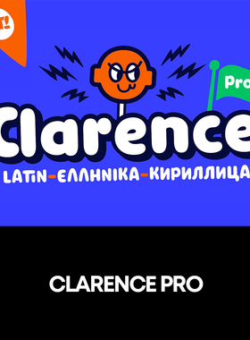 Clarence Pro圆角儿童可爱卡通英文字体品牌logo标识字体安装下载