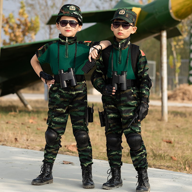 儿童军装迷彩服蛙服男女军训战狼训练服装夏令营服CP