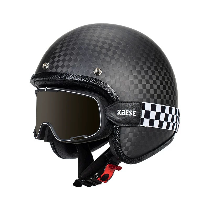 轻量化碳纤维复古半盔3/4盔摩托机车通用头盔四季男女款可装蓝牙
