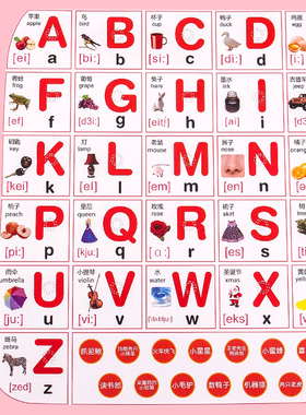 英文字母有声挂图26个英语字母表墙贴儿童abcd启蒙发声发音挂画